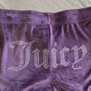 Juicy Couture Velour Pants Rhinestone Logo Y2K Size Small Plum Purple